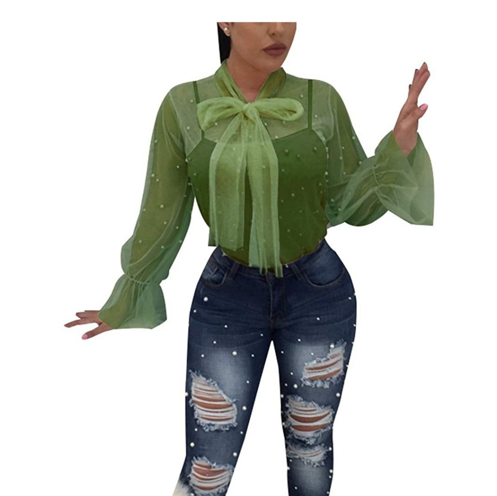 Sheer Bowtie Blouse